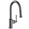 AXOR Montreux Single Lever Kitchen Mixer Tap 180 With Pull Out Spray - Polished Black Chrome - 16581330