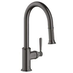 AXOR Montreux Single Lever Kitchen Mixer Tap 180 With Pull Out Spray - Brushed Black Chrome - 16581340