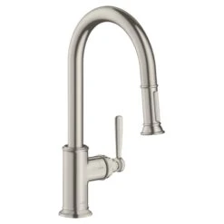 AXOR Montreux Single Lever Kitchen Mixer Tap 180 With Pull Out Spray - Stainless Steel - 16581800