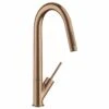 Axor Starck Single Lever Kitchen Mixer 270 With Pull-Out Spray - Brushed Red Gold - 10821310