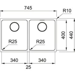 Franke Mythos 2 Bowl Undermount Kitchen Sink MYX 120 34-34 - Stainless Steel - 122.0607.085 6 Franke Mythos 2 Bowl Undermount Kitchen Sink MYX 120 34-34 - Stainless Steel - 122.0607.085 -Home Kitchen 1 2 122.0607.085 dimension