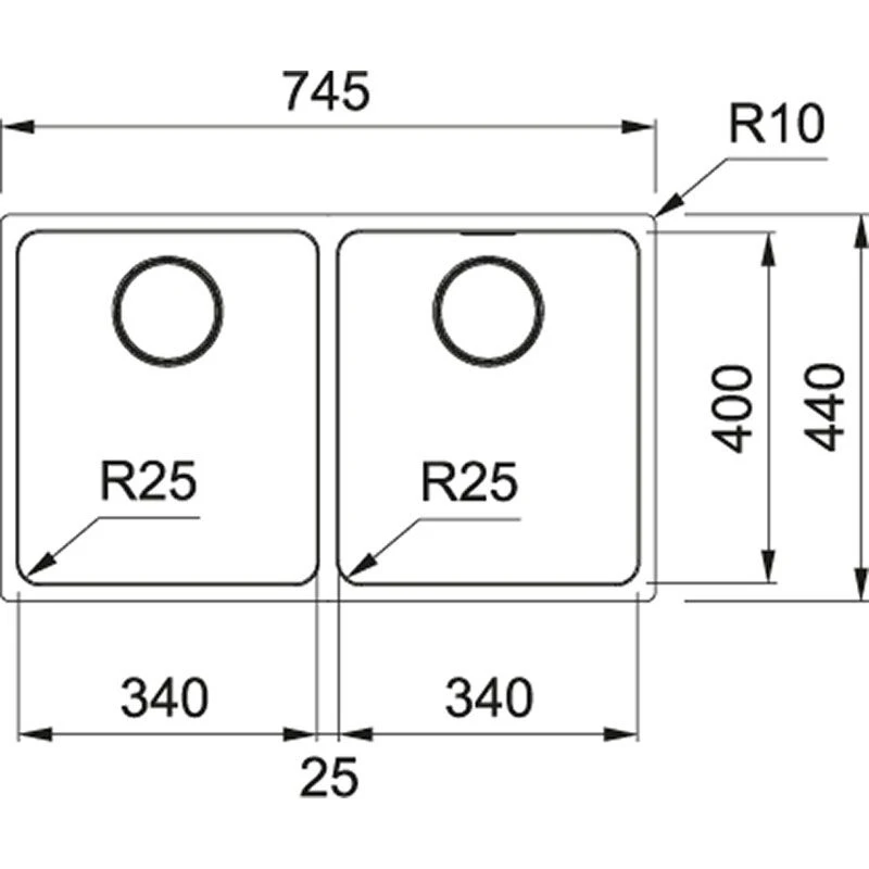 Franke Mythos 2 Bowl Undermount Kitchen Sink MYX 120 34-34 - Stainless Steel - 122.0607.085 3 Franke Mythos 2 Bowl Undermount Kitchen Sink MYX 120 34-34 - Stainless Steel - 122.0607.085 - Image 3