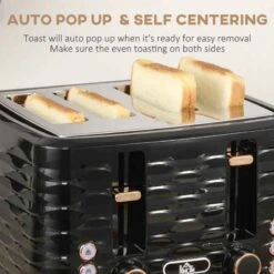 HOMCOM 1600W 1.7 Litre Rapid Boil Kettle & Toaster Set - Black - 800-162V70BK -Home Kitchen 2lob10188f7812013.jpg