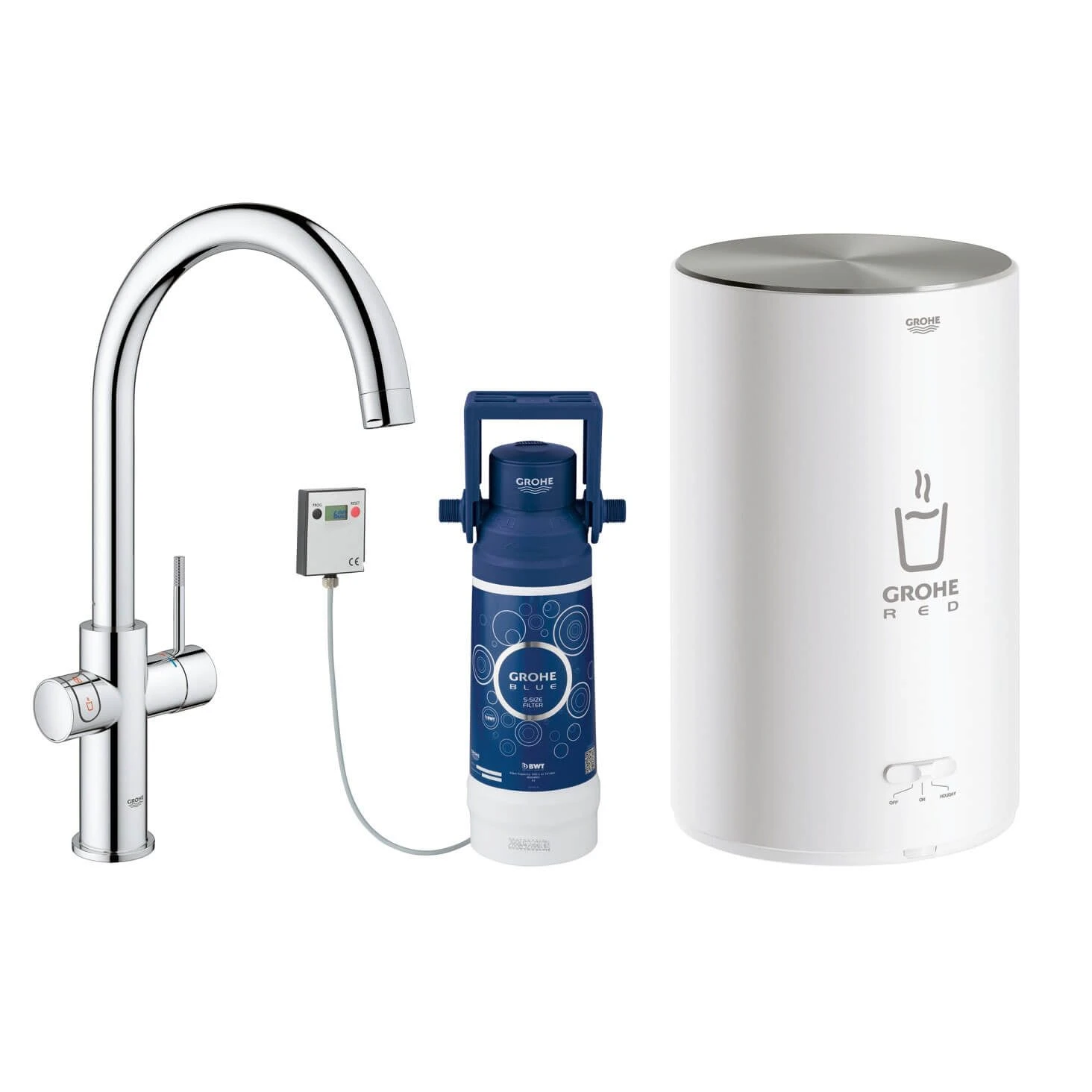 Grohe Red II Duo C Spout Tap & M Size Boiler Chrome 30058001 1 Grohe Red II Duo C Spout Tap & M Size Boiler Chrome 30058001