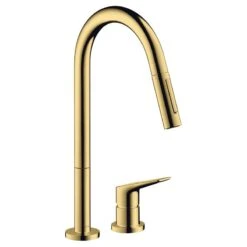 AXOR Citterio M Single Lever Kitchen Mixer Tap 220 With Pull Out Spray 2TH - Polished Gold Optic - 34822990
