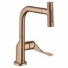Axor Citterio Single Lever Kitchen Mixer Select 230 2 Jet With Pull-Out Spray - Brushed Red Gold - 39862310