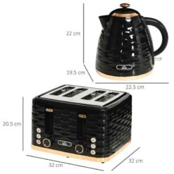 HOMCOM 1600W 1.7 Litre Rapid Boil Kettle & Toaster Set - Black - 800-162V70BK -Home Kitchen 3uha12188f7812013.jpg