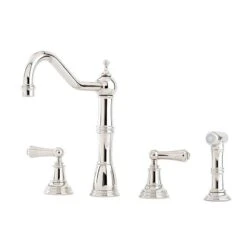 Perrin & Rowe Alsace Kitchen Mixer With Lever Handles And Rinse - Nickel - 4776NI