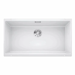 Blanco SUBLINE 800-U Silgranit 1 Bowl Undermount Kitchen Sink With Manual InFino Waste - White - 523145