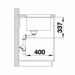 Blanco SUBLINE 800-U Silgranit 1 Bowl Undermount Kitchen Sink With Manual InFino Waste - White - 523145 -Home Kitchen 5 2 523145 dimensions1