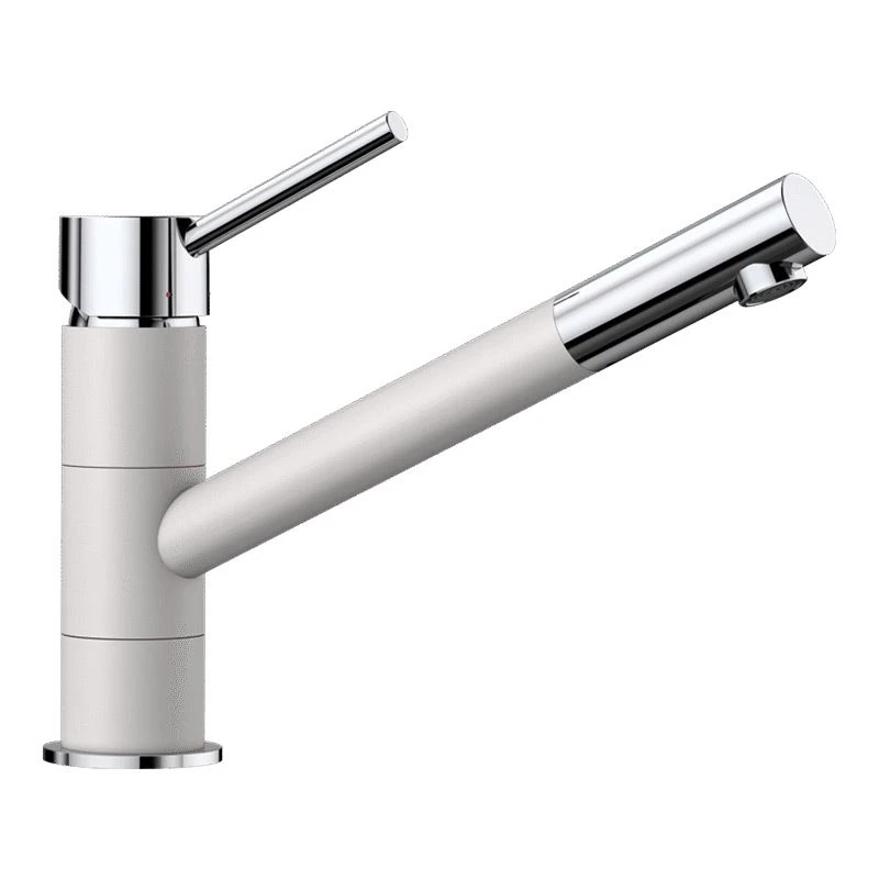 Blanco KANO Single Lever Silgranit-Look Dual Finish Kitchen Tap - White/Chrome - 525030 1 Blanco KANO Single Lever Silgranit-Look Dual Finish Kitchen Tap - White/Chrome - 525030