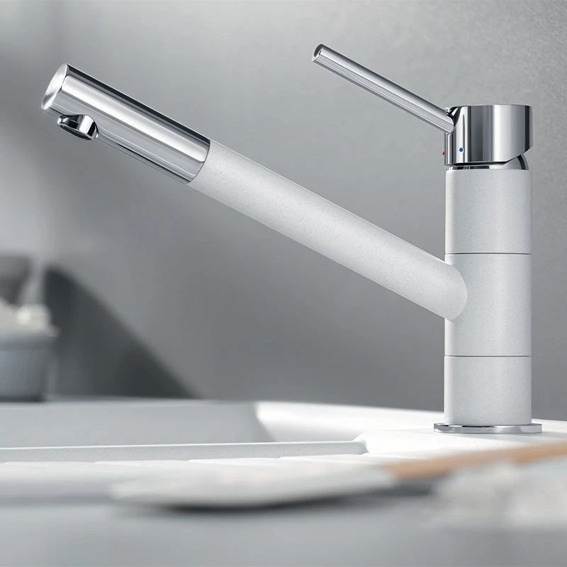 Blanco KANO Single Lever Silgranit-Look Dual Finish Kitchen Tap - White/Chrome - 525030 2 Blanco KANO Single Lever Silgranit-Look Dual Finish Kitchen Tap - White/Chrome - 525030 - Image 2