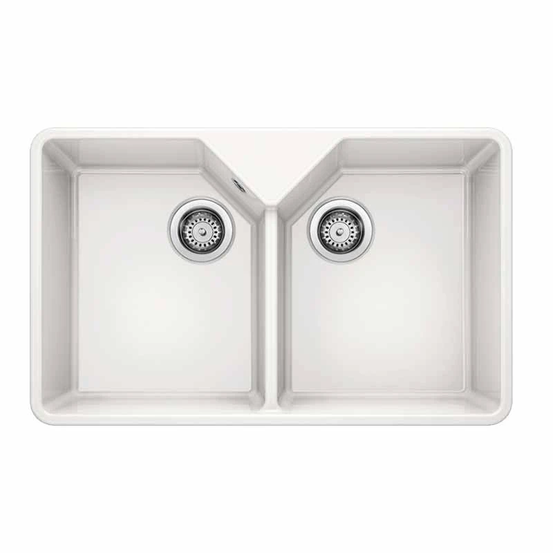 Blanco VILLAE Farmhouse Ceramic 2 Bowl Kitchen Sink - Crystal White - 525164 1 Blanco VILLAE Farmhouse Ceramic 2 Bowl Kitchen Sink - Crystal White - 525164