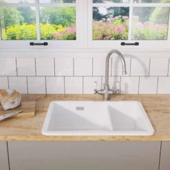 Blanco VILLAE LH Farmhouse Ceramic 1.5 Bowl Kitchen Sink - Crystal White - 525165 -Home Kitchen 5 2 525165 lifestyle1