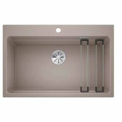 Blanco ETAGON 8 Silgranit 1 Bowl Inset Kitchen Sink With Manual InFino Waste - Tartufo - 525194