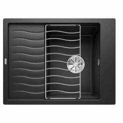Blanco ELON 45 S Reversible Silgranit 1 Bowl Inset Kitchen Sink With Manual InFino Waste - Black - 525880