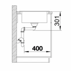 Blanco ELON 45 S Reversible Silgranit 1 Bowl Inset Kitchen Sink With Manual InFino Waste - Black - 525880 -Home Kitchen 5 2 525880 dimensions1