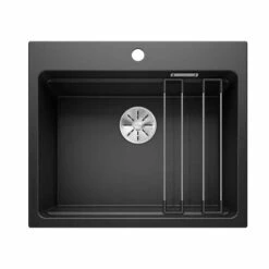 Blanco ETAGON 6 Silgranit 1 Bowl Inset Kitchen Sink With Manual InFino Waste - Black - 525890
