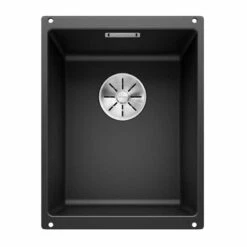 Blanco SUBLINE 320-U Silgranit 1 Bowl Undermount Kitchen Sink With Manual InFino Waste - Black - 525983