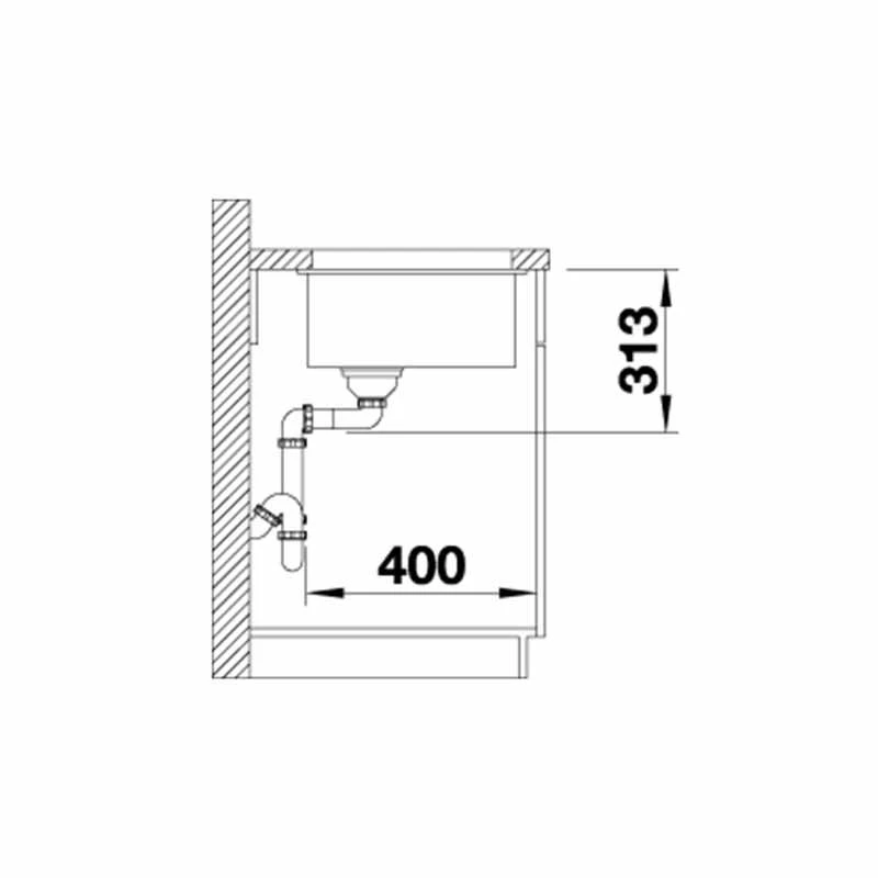 Blanco SUBLINE 320-U Silgranit 1 Bowl Undermount Kitchen Sink With Manual InFino Waste - Black - 525983 3 Blanco SUBLINE 320-U Silgranit 1 Bowl Undermount Kitchen Sink With Manual InFino Waste - Black - 525983 - Image 3