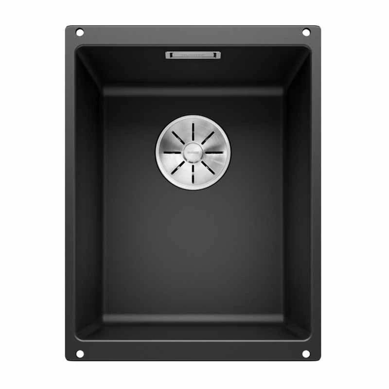 Blanco SUBLINE 320-U Silgranit 1 Bowl Undermount Kitchen Sink With Manual InFino Waste - Black - 525983 1 Blanco SUBLINE 320-U Silgranit 1 Bowl Undermount Kitchen Sink With Manual InFino Waste - Black - 525983