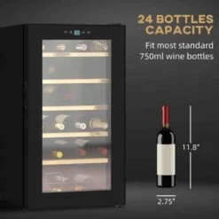 HOMCOM 24 Bottles Wine Cooler With Touch Screen Control - Black - 800-150V70 -Home Kitchen 6tr40f18a831ce8b5.jpg