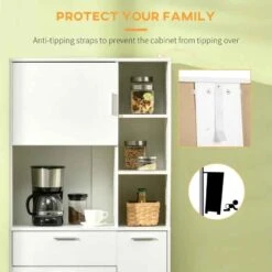 HOMCOM Modern Freestanding Kitchen Cabinet With Shelves - White - 835-696V00WT -Home Kitchen 7or88c181f54278b5.jpg