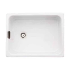 Abode Belfast Single Bowl Ceramic Kitchen Sink - White - AW1022