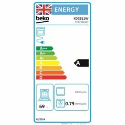 Beko KDC611W 60cm Electric Double Oven Ceramic Cooker - White -Home Kitchen b e beko kdc611w energy label 1