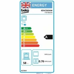 Beko KDVC563AW 50cm Electric Double Oven Ceramic Cooker - White -Home Kitchen b e beko kdvc563aw energy label 1