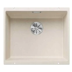 Blanco SUBLINE 500-U Silgranit 1 Bowl Undermount Kitchen Sink With Manual InFino Waste - Soft White - 527170