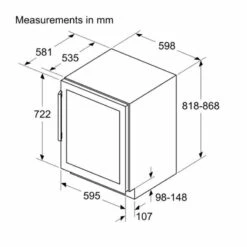 Bosch Series 6 KUW21AHG0G Built-Under 60cm Wine Cooler - Black -Home Kitchen b o bosch kuw21ahg0g 7