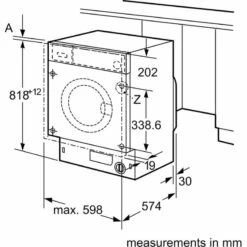 Bosch Series 6 WIW28302GB Built-In 8kg 1400rpm Washing Machine - White -Home Kitchen b o bosch wiw28302gb dims