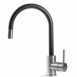 Prima+ Tiber Single Lever Mixer Kitchen Tap With Pull Out - Black/Stainless Steel - BPR550