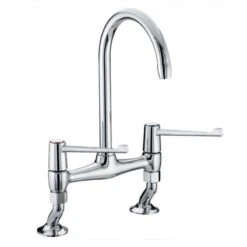 Bristan Value Lever Bridge Deck Kitchen Mixer Tap - Chrome - VAL2 BRDSM C 6 CD