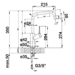 Blanco JURENA Galvanic Chrome Kitchen Tap - Chrome - BM3250CH -Home Kitchen blanco jurena 520764 dimensions