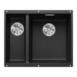 Blanco SUBLINE 340/160-U 1.5 RH Bowl Undermount Silgranit Kitchen Sink With Manual InFino Waste - Anthracite - 523558