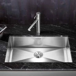 Blanco ZEROX 700-U 1 Bowl Undermount Stainless Steel Kitchen Sink With Manual InFino Waste - Satin Polish - 521593