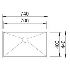Blanco ZEROX 700-U 1 Bowl Undermount Stainless Steel Kitchen Sink With Manual InFino Waste - Satin Polish - 521593 -Home Kitchen blanco zerox 521593 dimensions