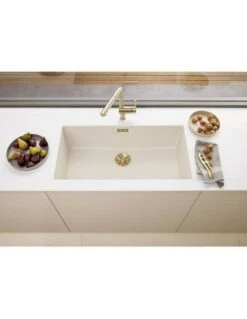 Blanco Infino Waste And Overflow Single Bowl - Satin Gold - 203476 -Home Kitchen blanco 203476 lifestyle1