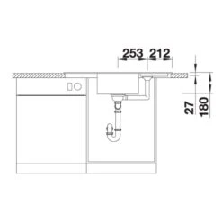 Blanco Zia 9 E Silgranit 1 Bowl Inset Kitchen Sink - Centred Bowl - Volcano Grey - 527395 7 Blanco Zia 9 E Silgranit 1 Bowl Inset Kitchen Sink - Centred Bowl - Volcano Grey - 527395 -Home Kitchen blanco 527395 front view