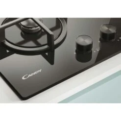 Candy CDK6GR4PBB 60cm Gas On Glass Hob - Black Glass -Home Kitchen c a candy cdk6gr4pbb 60cm gas on glass hob controls