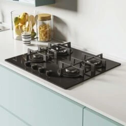 Candy CDK6GR4PBB 60cm Gas On Glass Hob - Black Glass -Home Kitchen c a candy cdk6gr4pbb 60cm gas on glass hob lifestyle3