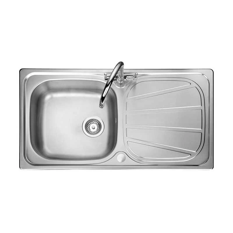 Leisure Contour 1 Bowl Inset Kitchen Sink With Reversible Drainer - Polished Stainless Steel - CN950/ 1 Leisure Contour 1 Bowl Inset Kitchen Sink With Reversible Drainer - Polished Stainless Steel - CN950/