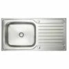 Prima Deep 1 Bowl & Drainer Inset Polished Steel Kitchen Sink - CPR030