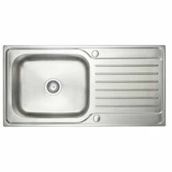 Prima Deep 1 Bowl & Drainer Inset Polished Steel Kitchen Sink - CPR030