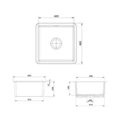 Rangemaster Rustique 462x462 1 Bowl Fire Clay Ceramic Kitchen Sink - White - CRUB4040WH/ -Home Kitchen c r crub4040wh 3