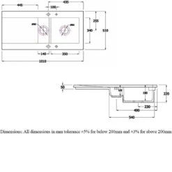 RAK Ceramics Gourmet Dream Sink 1 1.5 Bowl With Reversible Drainer - DSINK1 -Home Kitchen d s dsink1 2