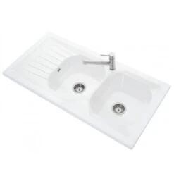 Villeroy & Boch Provence 2 Bowl Reversible Ceramic Kitchen Sink & Drainer - White - EV90002