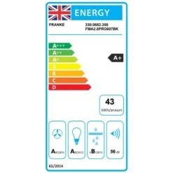 Franke Maris Pro 80cm Angled Wall Cooker Hood FMA 2.0 PRO 807 BK - Black - 330.0682.358 -Home Kitchen f r franke maris pro 3300682358 energy label